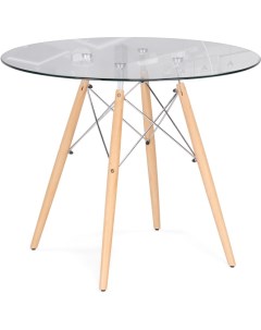 Стеклянный стол PT 151 90х90х76 clear glass wood 15487 Woodville