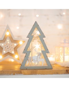 Новогоднее украшение фигура деревянная 504 025 Елочка 20х6 5х29 см свечение теплое белое Neon-night