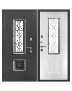 Дверь входная Венеция левая антик серебро белый ясень со стеклопакетом 860х2050 мм Ferroni