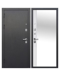 Дверь входная Толстяк левая букле антрацит эмалит белый с зеркалом 960х2050 мм Ferroni