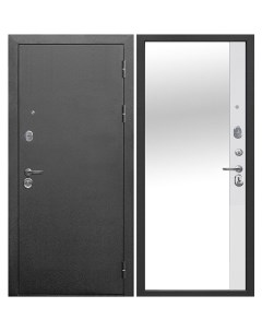 Дверь входная 9СМ правая антик серебро эмалит белый с зеркалом 960х2050 мм Ferroni