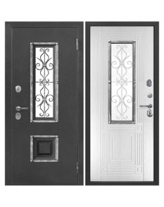 Дверь входная Венеция правая антик серебро белый ясень со стеклопакетом 860х2050 мм Ferroni