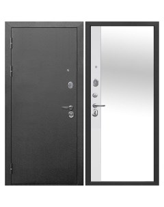 Дверь входная 9СМ левая антик серебро эмалит белый с зеркалом 860х2050 мм Ferroni