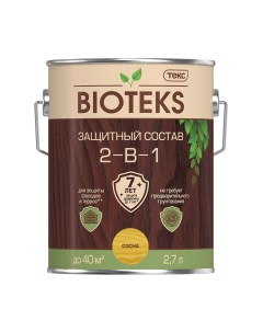 Антисептик Bioteks 2 в 1 декоративный для дерева сосна 2 7 л Текс