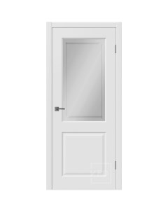 Дверь межкомнатная Мона 800х2000 мм эмаль белая со стеклом с замком и петлями Vfd