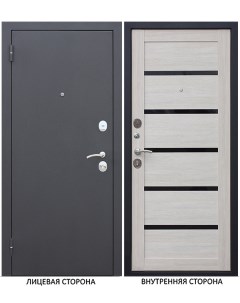 Дверь входная Garda левая черный муар лиственница мокко со стеклом 960х2050 мм Ferroni