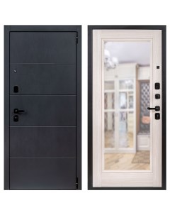 Дверь входная Porta R 3 правая графит бьянко вералинг с зеркалом 980х2050 мм Portika