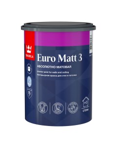 Краска интерьерная Euro Matt 3 база С бесцветная 0 9 л Tikkurila