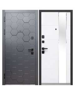 Дверь входная Luxor ЗD левая графит белый софт с зеркалом 960х2050 мм Ferroni