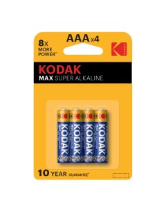 Батарейка Мax Б0005124 ААА мизинчиковая LR03 1 5 В 4 шт Kodak
