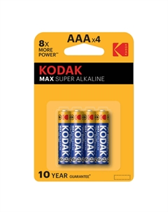 Батарейка Мax ААА мизинчиковая LR03 1,5 В (4 шт.) (Б0005124) Kodak