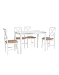 Обеденная группа белая стол и 4 стула Hudson Dining Set 13693 Tetchair