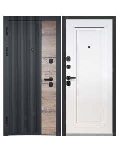 Дверь входная Luxor Вертикаль НЕО левая черный кварц эмалит белый 960х2050 мм Ferroni