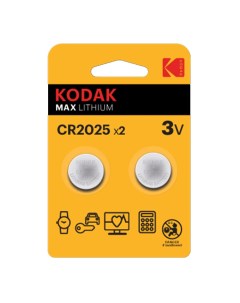 Батарейка Мax Lithium Б0037003 таблетка CR2025 3 В 2 шт Kodak