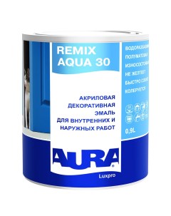 Эмаль акриловая Remix Aqua 30 полуматовая бесцветная основа TR 0 9 л Aura