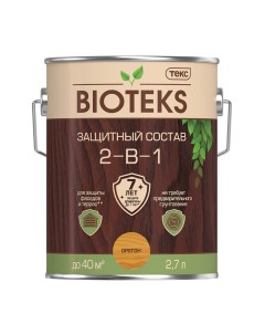 Антисептик Bioteks 2 в 1 декоративный для дерева орегон 2 7 л Текс