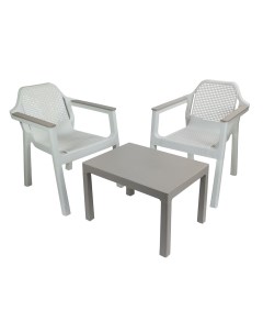 Набор садовой мебели пластиковый Easy Comfort double кремовый капучино стол и 2 кресла Р6027 Adriano