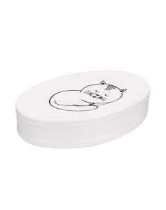 Мыльница для ванной Happy Cats настольная керамика белая FOR HC036 Fora