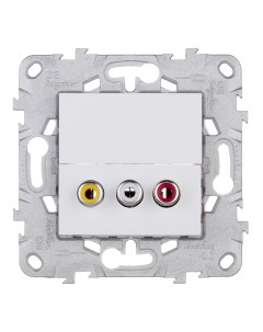 Розетка аудио Unica NEW NU543118 скрытая установка белая 3 выхода RCA Schneider electric