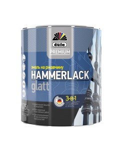 Эмаль по ржавчине 3в1 Hammerlack черная RAL 9005 глянцевая 0 75 л Dufa premium