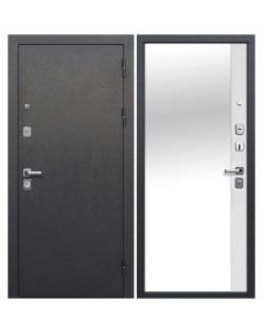 Дверь входная Толстяк правая букле антрацит эмалит белый с зеркалом 960х2050 мм Ferroni