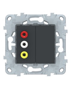 Розетка аудио Unica NEW встраиваемая антрацит 3хRCA NU543154 Schneider electric