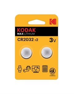 Батарейка Мax Lithium таблетка CR2032 3 В (2 шт.) (Б0037004) Kodak
