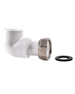 Угол полипропиленовый 20 мм х 3/4 ВР(г) с накидной гайкой (021102) Рвк