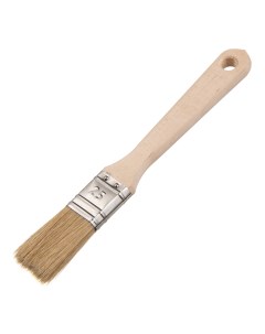 Кисть плоская натуральная щетина деревянная ручка Wood 25х12 мм для эмалей и лаков на алкидной основ Wenzo