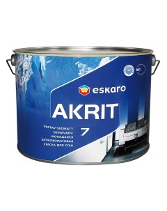 Краска моющаяся Akrit 7 база TR бесцветная 9 л Eskaro