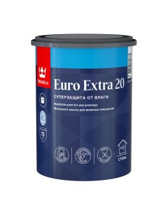 Краска моющаяся Euro Extra 20 база А белая 0 9 л Tikkurila