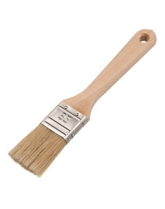 Кисть плоская натуральная щетина деревянная ручка Wood 35х12 мм для эмалей и лаков на алкидной основ Wenzo