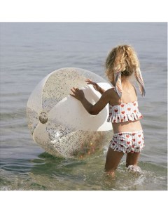 Детский надувной пляжный мяч Transparent Cream радужные сердца 40 см Konges slojd