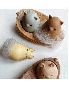 Набор игрушек для ванной в лодке Кот и Кролик песочный Konges slojd