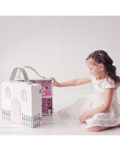 Дом чемодан для куклы Сказка бело розовый Carolon