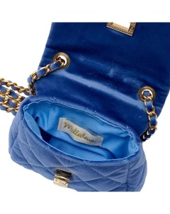 Детская стеганая сумка на цепочке маленькая бархатная дымчато голубая Milledeux