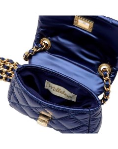 Детская стеганая сумка на цепочке маленькая коллекция Metallic темно синяя Milledeux