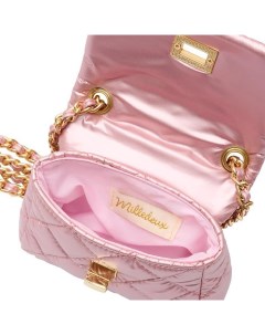Детская стеганая сумка на цепочке маленькая коллекция Metallic светло розовая Milledeux