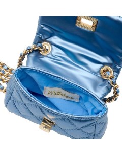 Детская стеганая сумка на цепочке маленькая коллекция Metallic дымчато голубая Milledeux