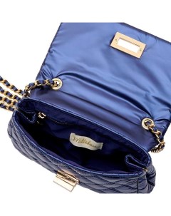 Детская стеганая сумка на цепочке средняя коллекция Metallic темно синяя Milledeux
