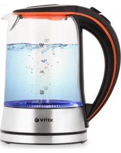 Чайник электрический VT 7005 1 7 л серебристый прозрачный оранжевый Vitek