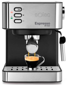 Рожковая кофеварка Espresso 20 Bar серебристая черная Solac