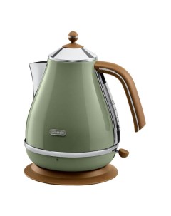 Чайник электрический IconaVintage 1 7 л зеленый коричневый Delonghi