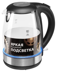 Чайник электрический PWK 1700 1 7 л черный прозрачный серебристый Polaris
