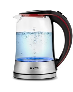 Чайник электрический VT 7009 1 7 л прозрачный черный серебристый красный Vitek