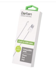 Кабель Lightning to USB cable 0 3 м White Dorten