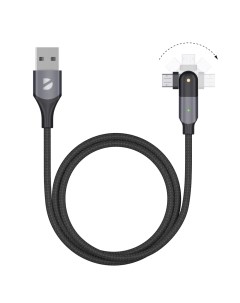 Кабель USB Micro USB поворотный 180 3А 1 2 м черный 72324 Deppa