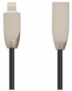 Кабель USB LP для Apple Lightning 8 pin Панцирь в металлической оплетке черный Liberty project