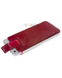 Кожаный чехол с язычком ЛАК для iPhone 5 красный с белым Vip box