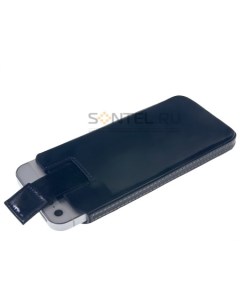 Кожаный чехол с язычком ЛАК для iPhone 5 синий со строчкой Vip box